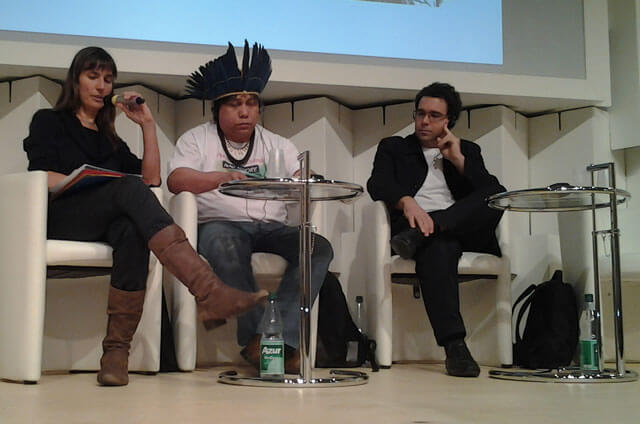 Der indigene Schriftsteller Daniel Munduruku auf der Buchmesse in Frankfurt.